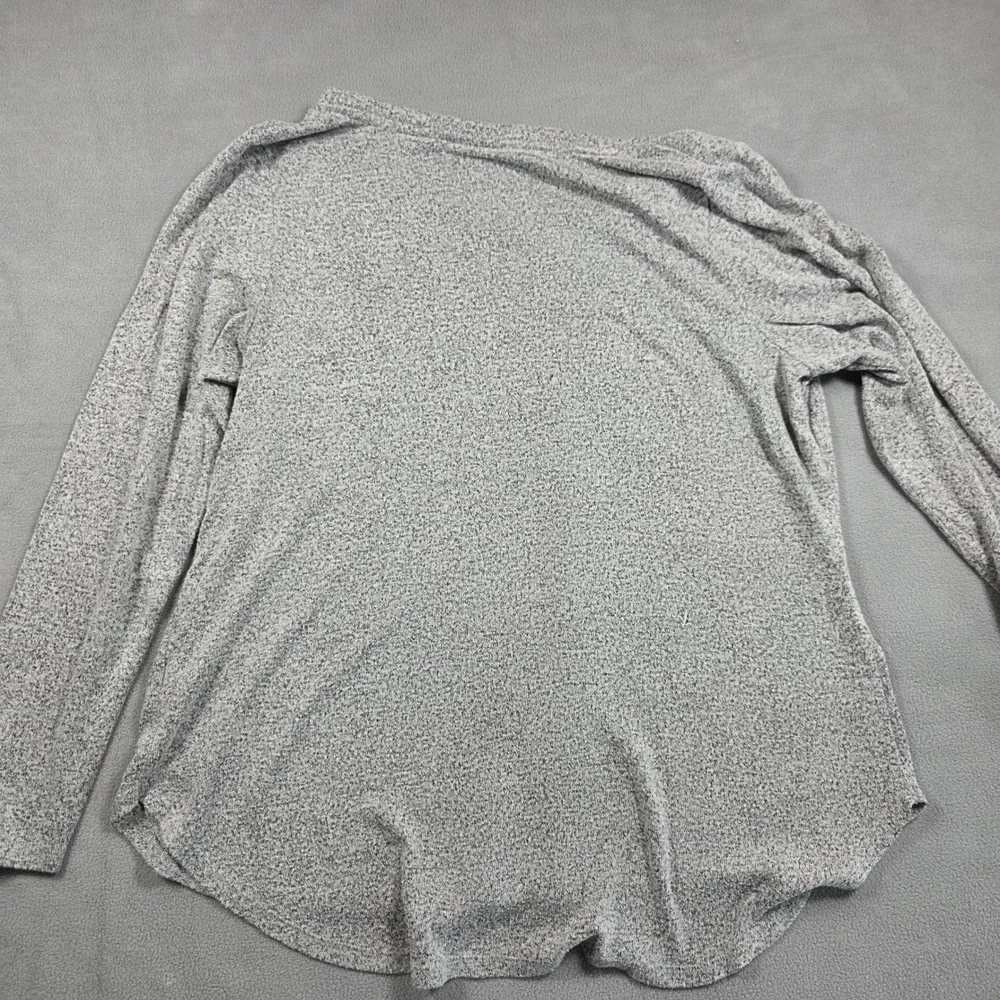 EVRI Top Women 0X Gray Graphic Pullover Heathered Knit Long Sleeve